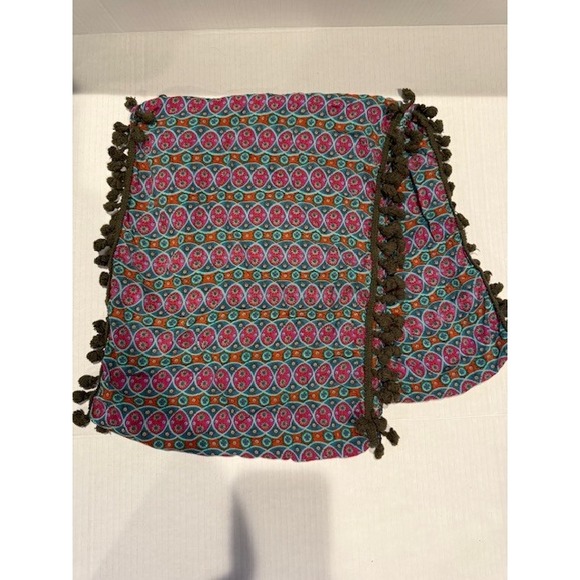 Natural Life Scarf Infinity Bohemian Tassel Trim Colorful Print Lightweight - Picture 1 of 3